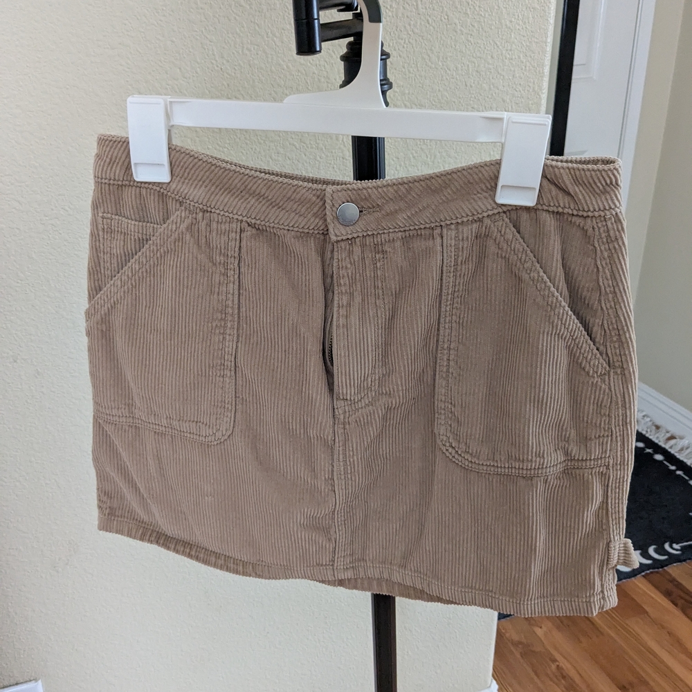 Tinseltown Corduroy Mini Skirt in Tan